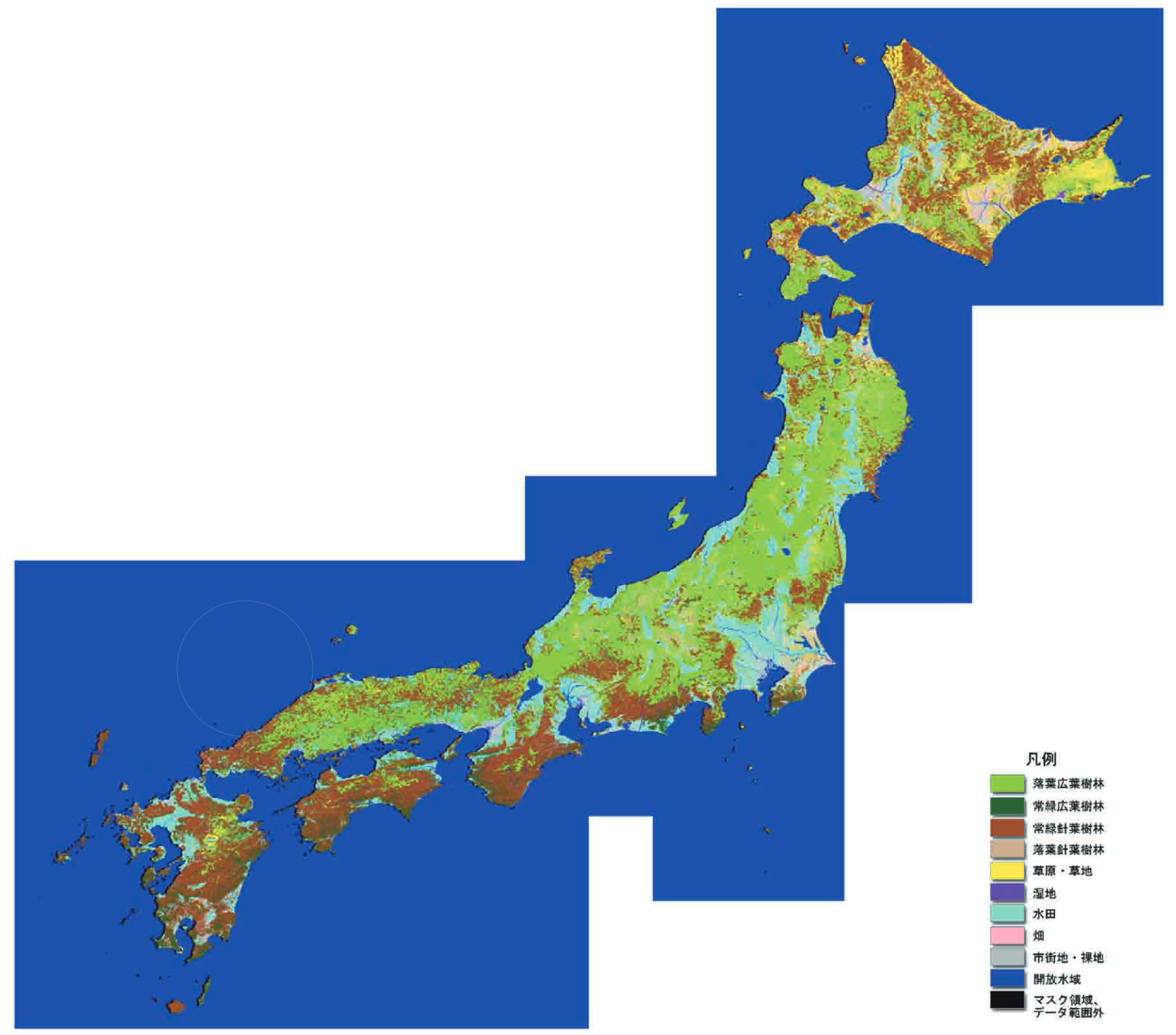 2009年のMODISデータを使用して作成した全国自然環境概況図
