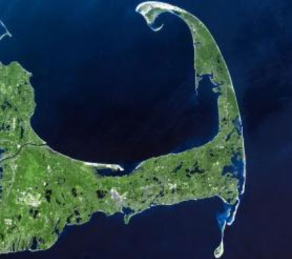 図１　マサチューセッツ州南東部から大西洋に突出するケープコッド半島